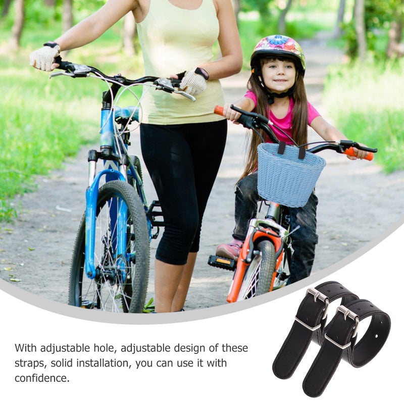 Adjustable PU Leather Front Bike Basket Straps Pair For Electric Bicycle Commuting - Image 5