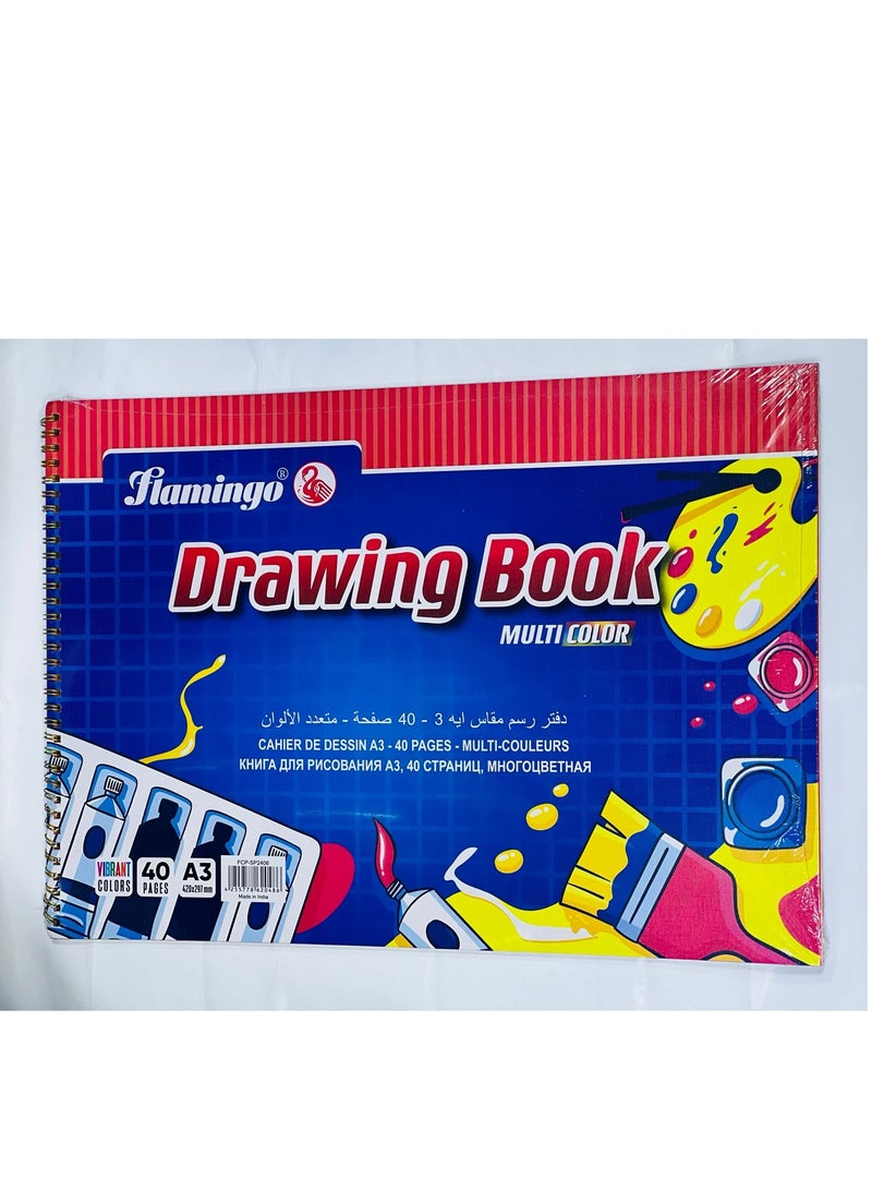 Flamingo A3 Drawing Book Multicolor 40 Pages - Image 1