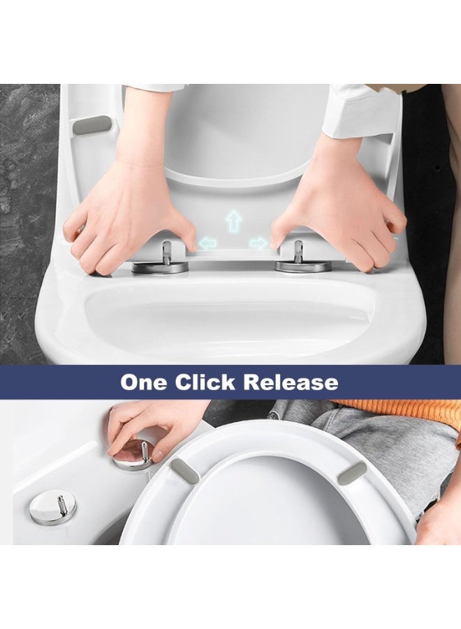 MostNow Toilet Seat, U Shape Toilet Seat with Adjustable Hinges,,Soft Close and Quick-Release for Easy Cleaning Toilet Seats Cover,Stable Hinge Design to prevent shifting -White Elongated Toilet Lid - Image 4