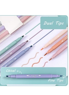 Excefore Aesthetic Highlighters, 12 Pcs Dual Tip, Assorted Colors, No Bleed, Fast Drying, Easy to Hold, Pastel Marker Pens for Journal, Planner, Notes, School, and Office Supplies  - Image 2