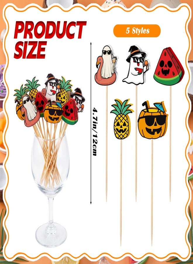 Remerry 100 Pcs Summer Halloween Party Decor Cocktail Picks, 5 in Bamboo - Image 2