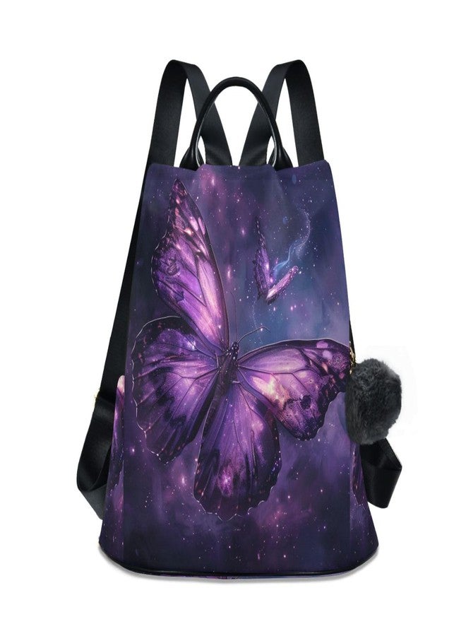 ZOEO Anti Theft Backpack Butterflies Purple Galaxy Women Large Fashion Travel Shoulder Bag Purse Rucksack Lightweight - Image 1