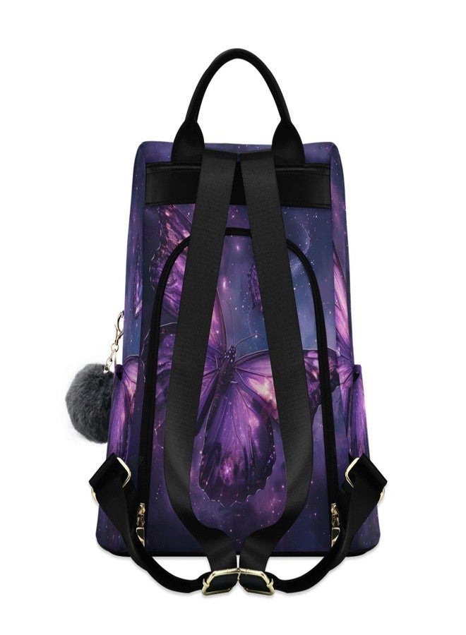 ZOEO Anti Theft Backpack Butterflies Purple Galaxy Women Large Fashion Travel Shoulder Bag Purse Rucksack Lightweight - Image 2