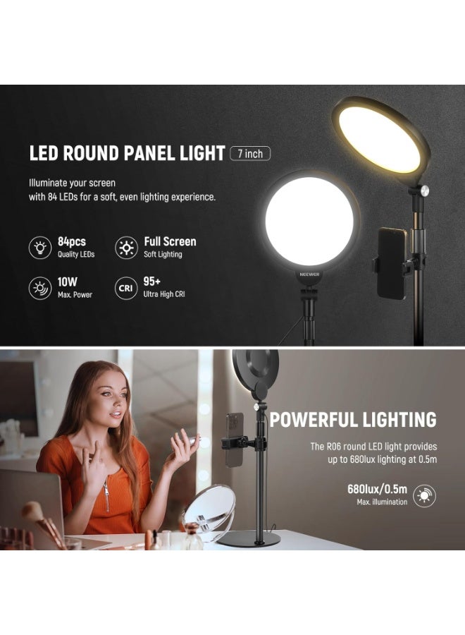 Neewer ring light with stand 7" Selfie Light for Tabletop Phone, 10W Dimmable 3000k-6500K Full Screen, Ring Light with Stand and Phone Holder for Video Conferencing Selfie Vlog Makeup Live Video Streaming - Image 2