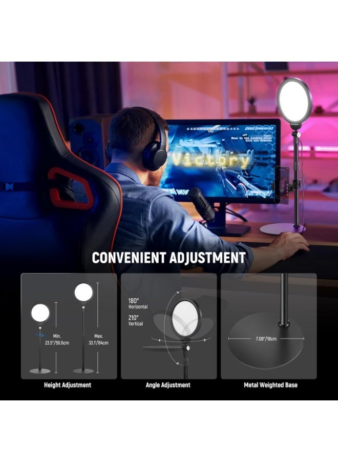 Neewer ring light with stand 7" Selfie Light for Tabletop Phone, 10W Dimmable 3000k-6500K Full Screen, Ring Light with Stand and Phone Holder for Video Conferencing Selfie Vlog Makeup Live Video Streaming - Image 5