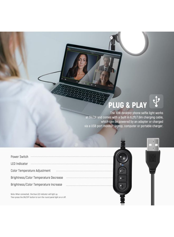 Neewer ring light with stand 7" Selfie Light for Tabletop Phone, 10W Dimmable 3000k-6500K Full Screen, Ring Light with Stand and Phone Holder for Video Conferencing Selfie Vlog Makeup Live Video Streaming - Image 4
