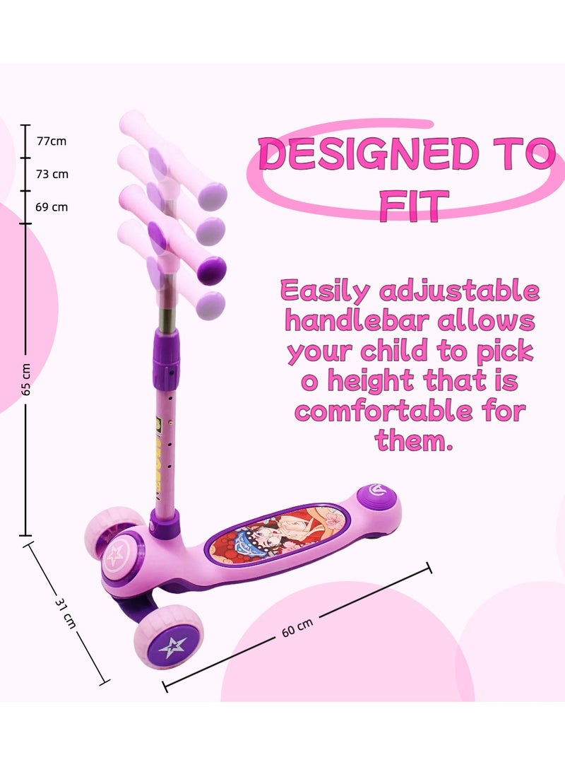 EASY FUTURE For 3-8 Years Ideal Foldable Kids Scooter with Height-Adjustable Handle, LED PU Wheels, Rear Brake & Music - Image 4