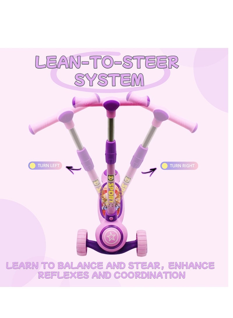 EASY FUTURE For 3-8 Years Ideal Foldable Kids Scooter with Height-Adjustable Handle, LED PU Wheels, Rear Brake & Music - Image 5