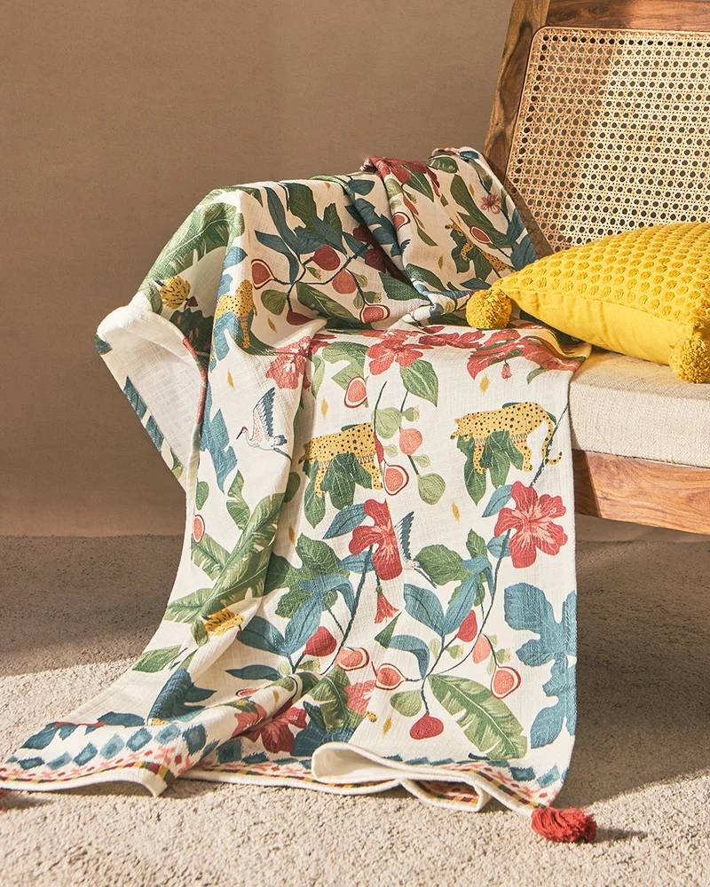 Chumbak Wild Bloom Throw, 50"x60" | Lost in Paradise