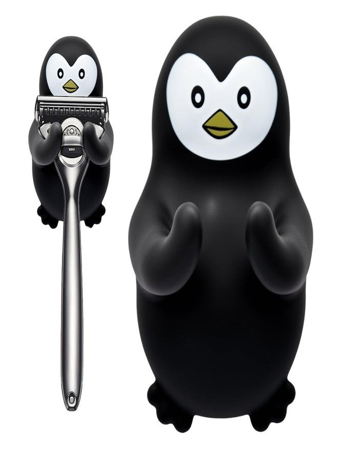 Pishovi Penguin Holder Shaver Organizer, Cute Penguin Animal Bathroom Decor Razor Holder Wall Mount, Birthday Gifts for Men Women Boyfriend Girlfriend, Emotiona Gifts for Wife Husband Penguin Lover - Image 1
