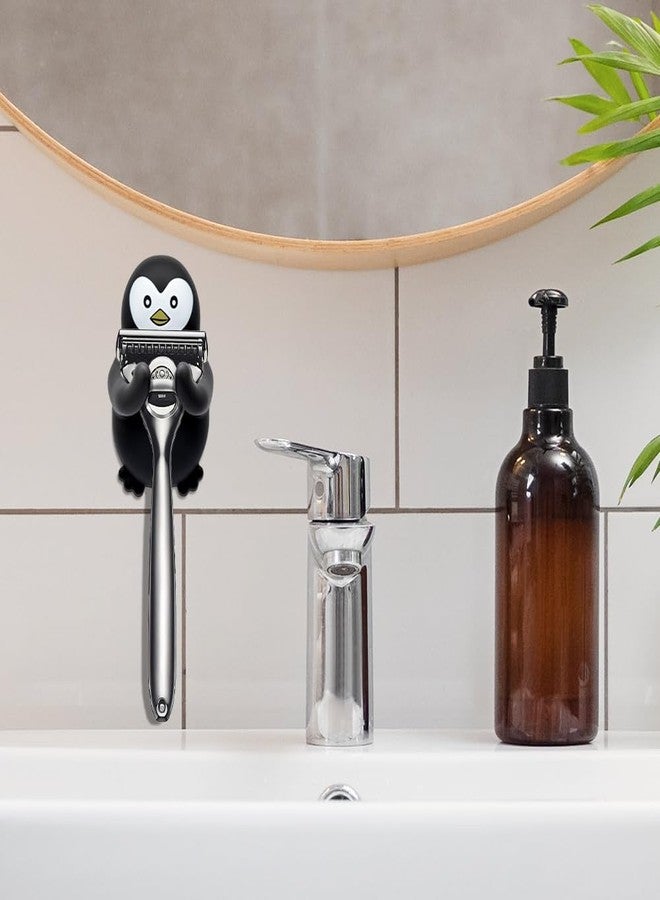 Pishovi Penguin Holder Shaver Organizer, Cute Penguin Animal Bathroom Decor Razor Holder Wall Mount, Birthday Gifts for Men Women Boyfriend Girlfriend, Emotiona Gifts for Wife Husband Penguin Lover - Image 5