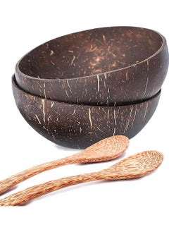 SYOSI Natural Coconut Bowls and Spoons Acai Smoothie Bowl Noodle Ramen Eco Friendly Sustainable Lightweight Durable Easy Clean 2 Set  - Image 1
