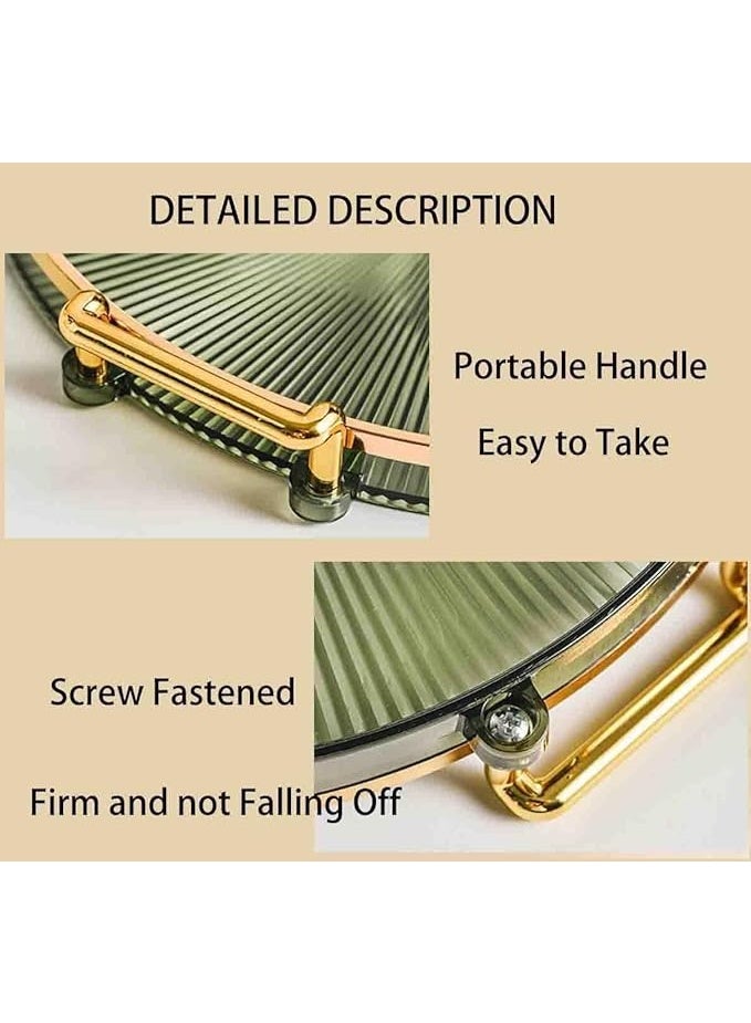 DUNISO Serving Trays with Handles，Fruit Tray，Home Decorative Coffee Table Round Tray，Sturdy and Durable，for Bedroom, Bedside Table, Dresser,Living Room, Dining Room - Image 3