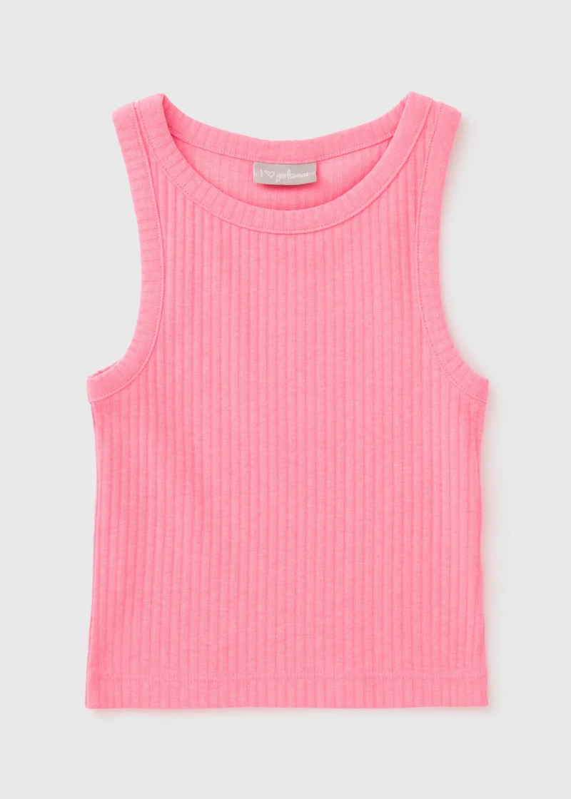 Matalan Girls Neon Pink Ribbed Vest