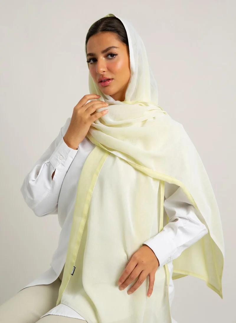 Kaafmeem Lemon & White Double Side Voile Tarha