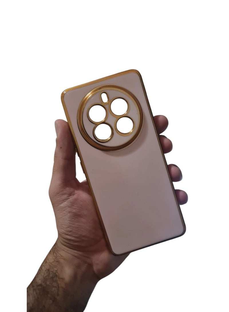 Plated 3D Back Cases and Covers Compatible for Oppo Realme 12 pro plus Mirror | Camera Protection | Anti-Slip | (Rose gold)