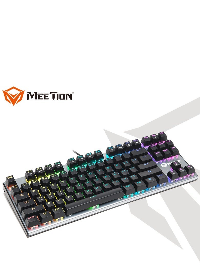 Meetion MK04 TKL RGB Backlit Multimedia Blue Switch Mechanical Gaming Keyboard Full key anti-ghosting ,Lucency injection keycap wear proof and high light transmittance RGB chrome backlit customizable