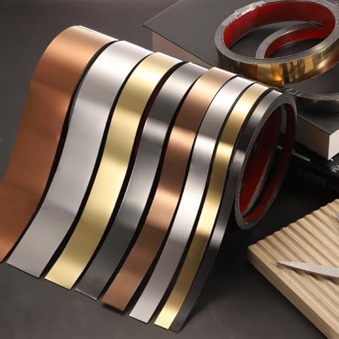 SILVER TRIM PEEL AND STICK, SELF ADHESIVE MIRROR TRIM BORDER 32.8FT X 0.8" STAINLESS STEEL BRUSHED FINISH MOLDING TAPE STRIPS FOR MIRROR FRAME WALL CABINET TILE EDGE MOLDING - Image 3