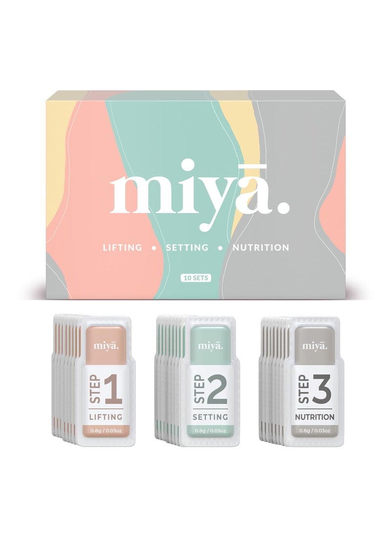 MIYA LASH 2 in 1 Brow Lamination  Lash Lift Lotion Set  Sachet Refill for Lash Lift Kit  Eyebrow Perm  Fast Acting 3Step Lifting Setting Lotions with Nutrition Serums  10 Treatments  Salon Use 