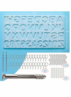 134Pcs Silicone Alphabet Resin Molds Kit Letter Number Silicone Mold Epoxy Resin Casting Molds Keychain Making Set
