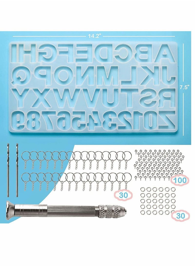 Excefore - 134Pcs Silicone Alphabet Resin Molds Kit Letter Number Silicone Mold Epoxy Resin Casting Molds Keychain Making Set - Image 1