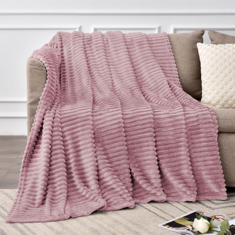 BEDELITE Fleece Throw Blanket for Couch â€“ 3D Ribbed Jacquard Soft and Warm Decorative Fuzzy Blanket â€“ Cozy, Fluffy, Plush Lightweight Berry Purple Throw Blankets for Bed, Sofa, 50x60 inches - Image 2
