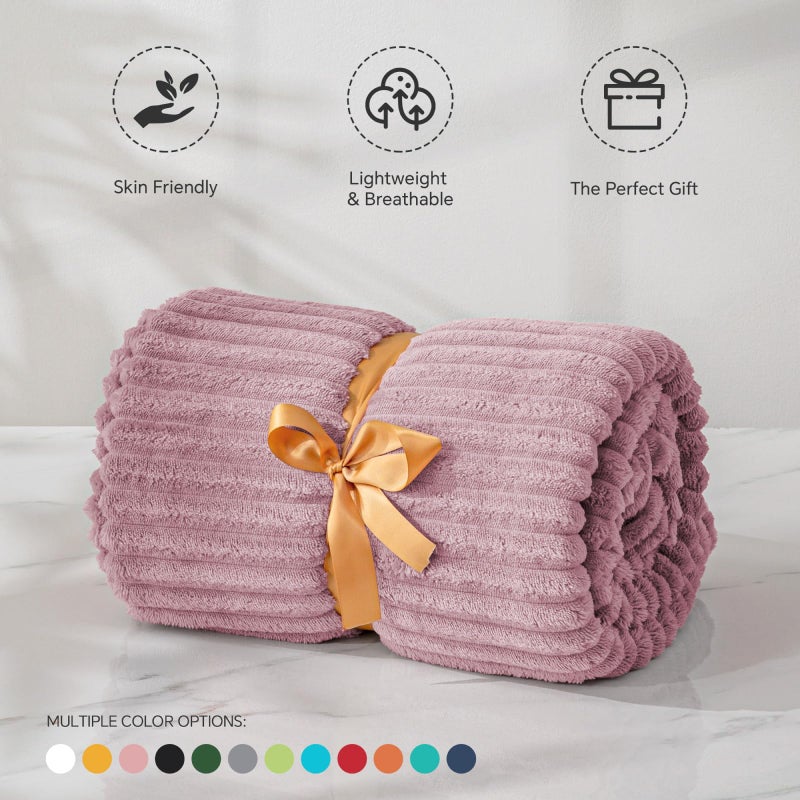 BEDELITE Fleece Throw Blanket for Couch â€“ 3D Ribbed Jacquard Soft and Warm Decorative Fuzzy Blanket â€“ Cozy, Fluffy, Plush Lightweight Berry Purple Throw Blankets for Bed, Sofa, 50x60 inches - Image 5