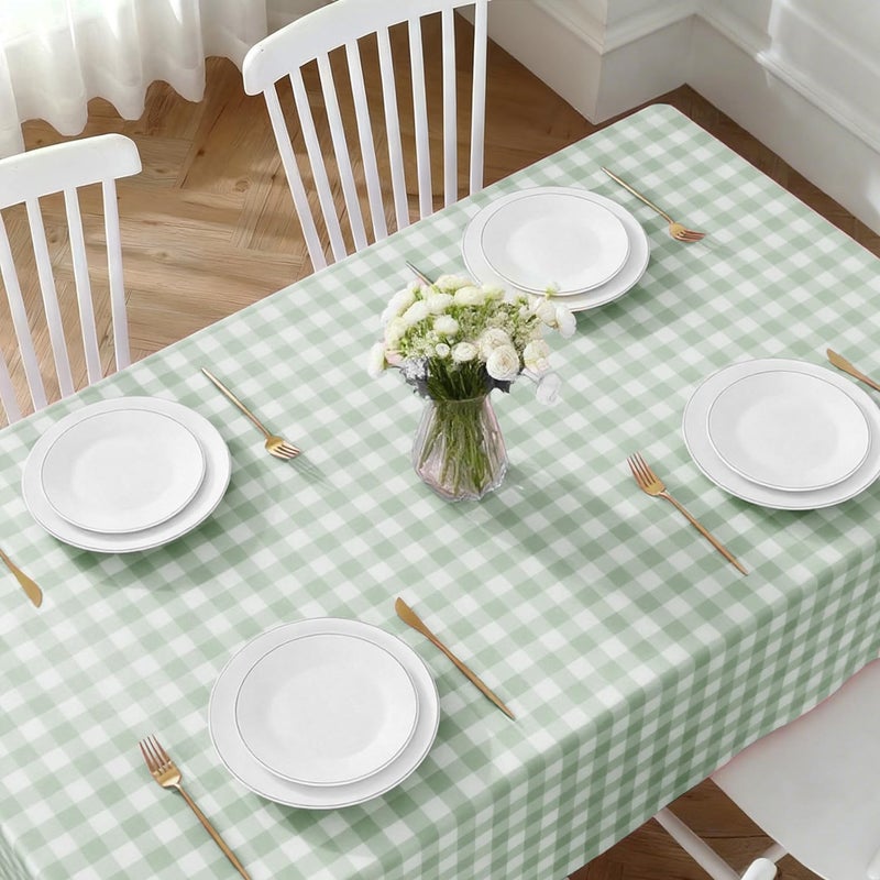 Oigco 3 Pack Sage Green Gingham Tablecloth 54 x 108 Inches, Rectangle Disposable Sage Green Checkered Tablecloth, Picnic Table Cover for Outdoor, Camping, Birthday Decorations - Image 2