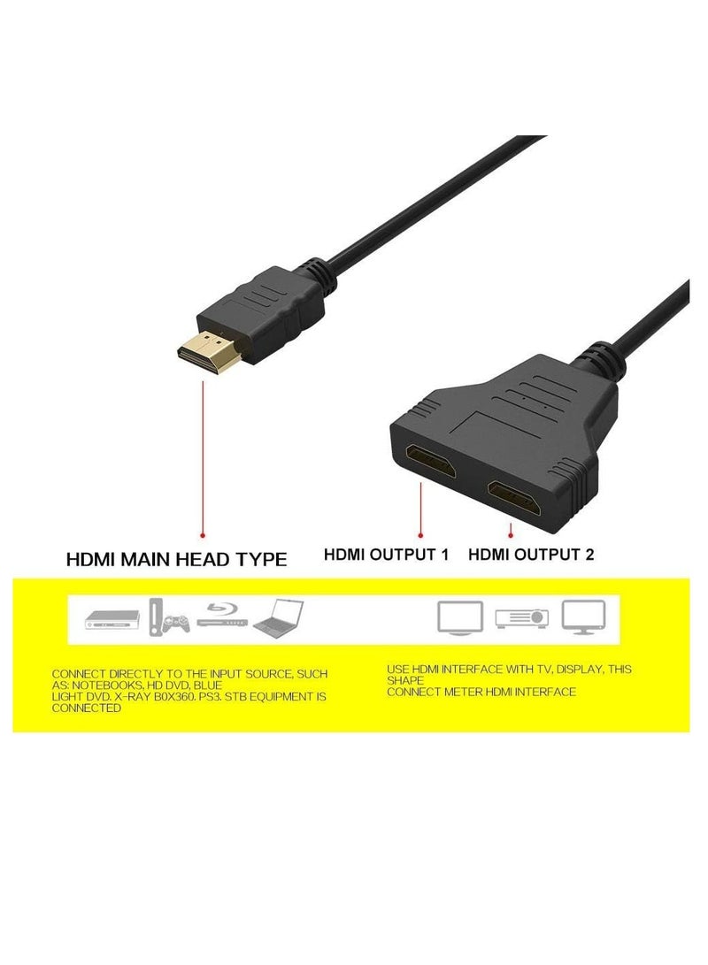 One to Two Out HDMI Splitter 1x2 Video HD 1080P Screen Splitter HDMI1x2 Distribution Line, Multicolor - Image 3