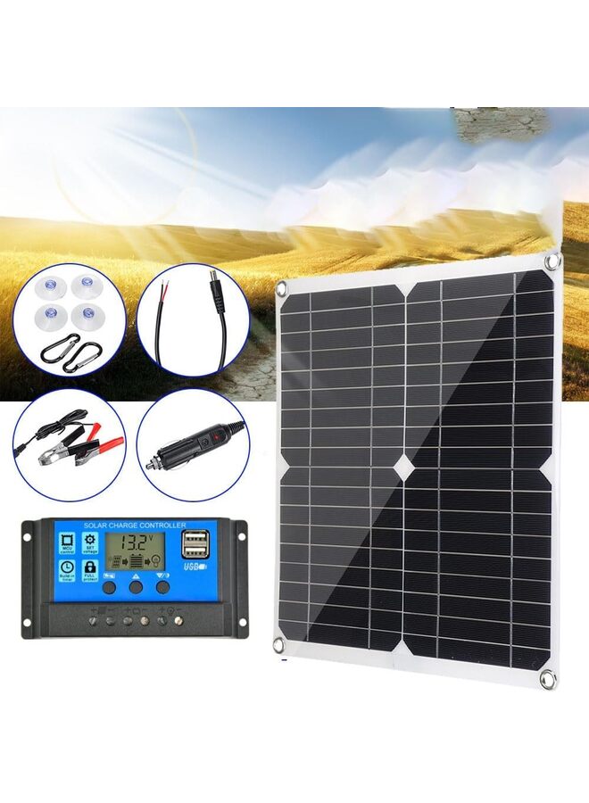 طقم لوحة أحادية البلورة 25 وات 12 فولت مع وحدة تحكم شحن الطاقة الشمسية 10 أمبير + كابل تمديد مع مشابك بطارية طرفية دائرية لنظام RV Marine Boat Marine Boat (مجدد) - Image 2