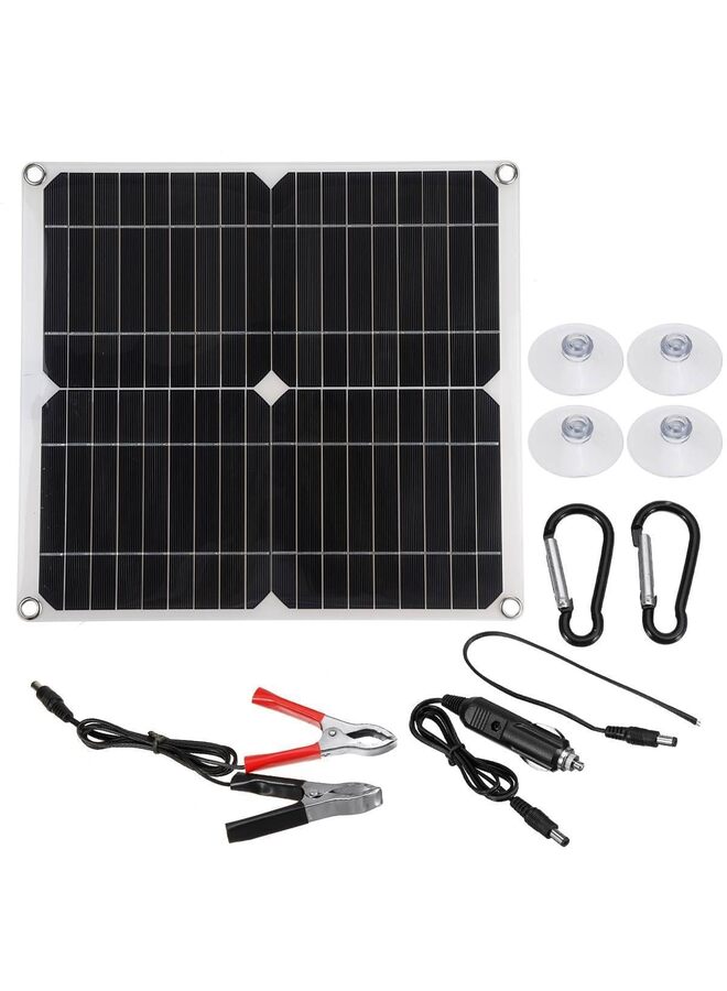 طقم لوحة أحادية البلورة 25 وات 12 فولت مع وحدة تحكم شحن الطاقة الشمسية 10 أمبير + كابل تمديد مع مشابك بطارية طرفية دائرية لنظام RV Marine Boat Marine Boat (مجدد) - Image 3