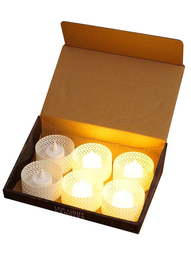 هومستر 6 جهاز كمبيوتر شخصي Flameless Hollow-out LED Tea Lights الشموع ، الشموع المزيفة ، LED Tealight الشموع في الأصفر الدافئ للزفاف ، هالوين ، الديكورات ، الحزب ، المنزل ، ديكور الطاولة - Image 1
