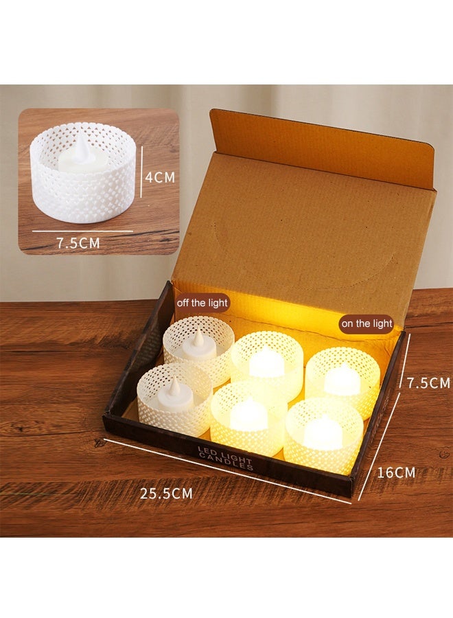 هومستر 6 جهاز كمبيوتر شخصي Flameless Hollow-out LED Tea Lights الشموع ، الشموع المزيفة ، LED Tealight الشموع في الأصفر الدافئ للزفاف ، هالوين ، الديكورات ، الحزب ، المنزل ، ديكور الطاولة - Image 2