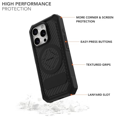 Rokform Rugged Case Compatible with iPhone 16 Pro, Magnetic Cover (Black) - Image 3