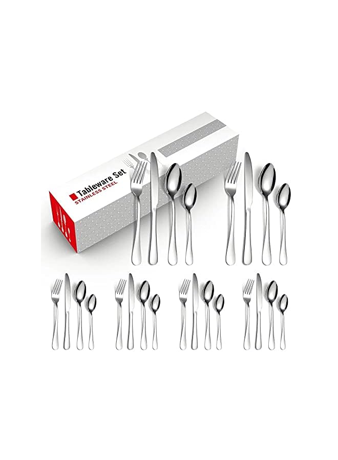 IAF 24 Piece Mixed Cutlery Sets Stainless Steel Flatware Tableware Set with Knife Spoon Fork, Service for 6 Cutlery Set - Image 2