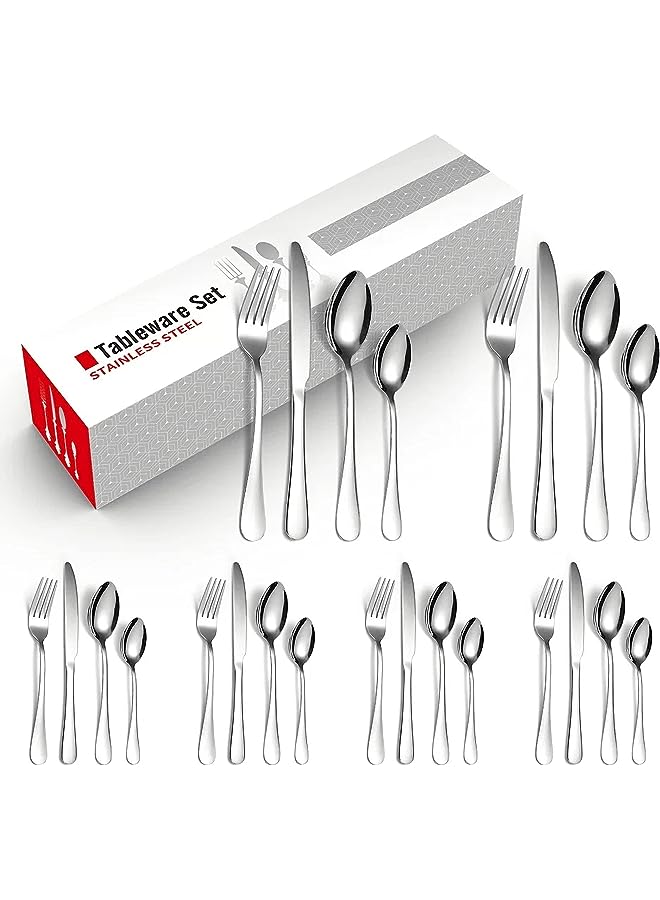 IAF 24 Piece Mixed Cutlery Sets Stainless Steel Flatware Tableware Set with Knife Spoon Fork, Service for 6 Cutlery Set - Image 1