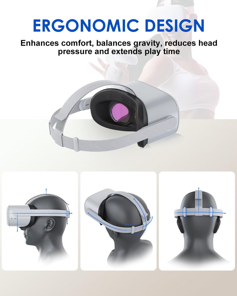 OLCLSS Original Replacement Head Strap for Meta Quest 2,Head Strap for Oculus Quest 2,with 2 Pair Thumb Grip Caps, Strap for Meta Quest 2,Strap for Oculus Quest 2 - Image 2