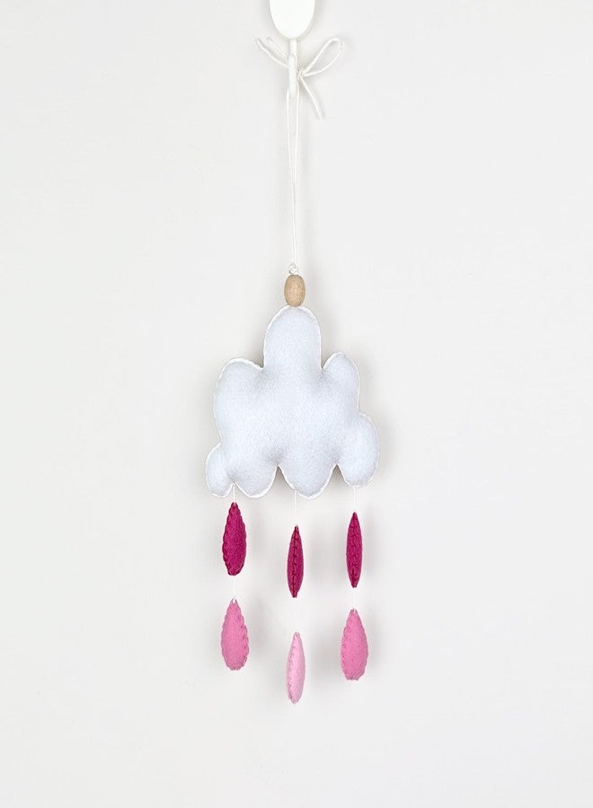 AGD Handmade Rainy Cloud Small Hanging Toy, Cloud Water Drops Kids Bedroom Wall Decor, New Born Crib Hanging Toys Baby Girl Nursery Decoration, Birthday Return Gifts (Pink) - Image 5