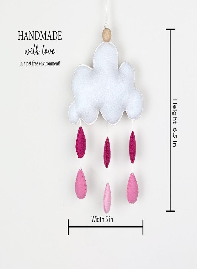 AGD Handmade Rainy Cloud Small Hanging Toy, Cloud Water Drops Kids Bedroom Wall Decor, New Born Crib Hanging Toys Baby Girl Nursery Decoration, Birthday Return Gifts (Pink) - Image 3