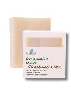 BLUEBYRD SOAP CO. Bluebyrd Soap Co Rosemary Frankincense  Mint Natural Soap Bar  Herbal Bar Soap Naturally Scented With Essential Oils  USA Handmade Vegan Face  Body Wash Bar for Women  Men Rosemary 