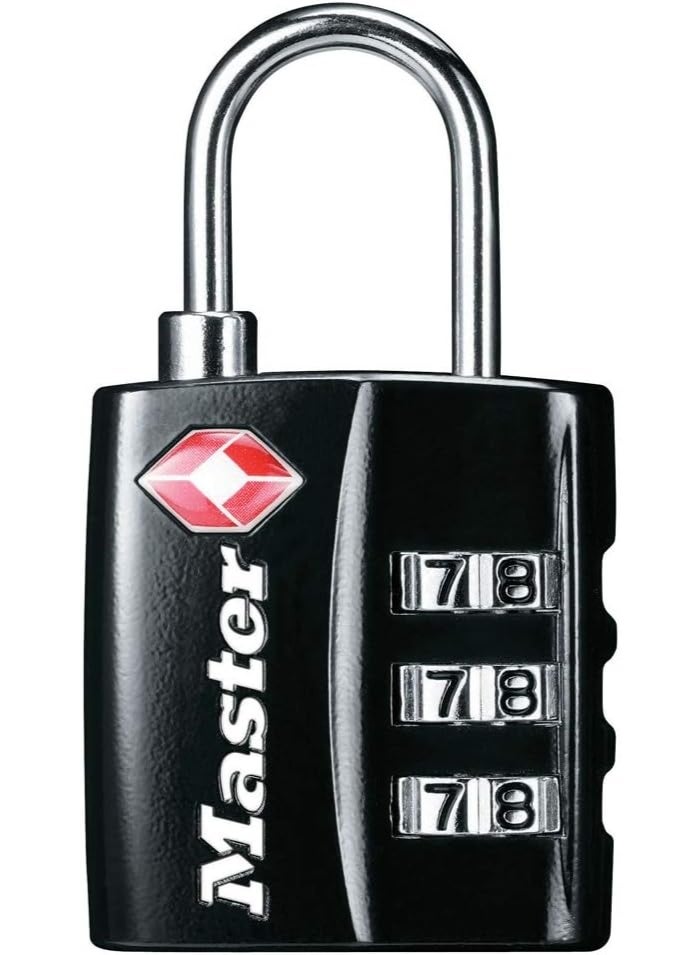 Master Lock Master Lock Black TSA-Approved Luggage Lock with Wide Lock Body and Thin, Durable Steel Shackle, Zipper Lock for Backpacks, Luggage, 4680DBLK  - Image 1