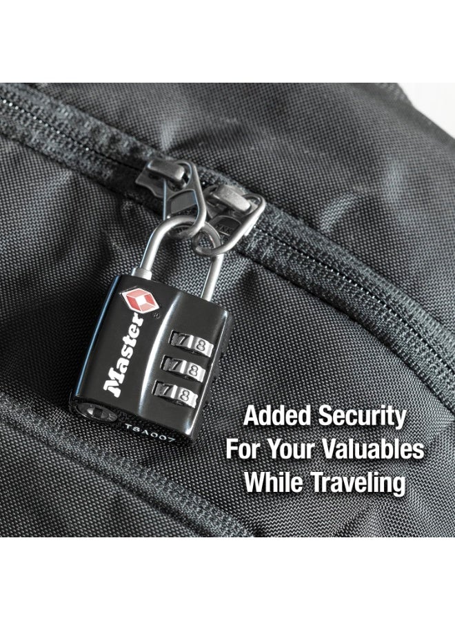Master Lock Master Lock Black TSA-Approved Luggage Lock with Wide Lock Body and Thin, Durable Steel Shackle, Zipper Lock for Backpacks, Luggage, 4680DBLK  - Image 2
