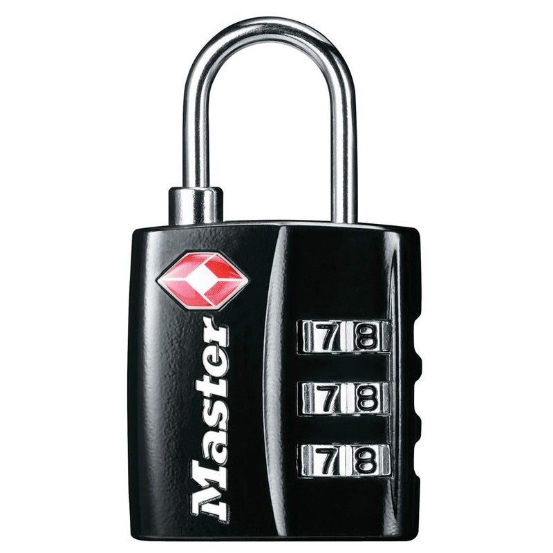 Master Lock Black TSA-Approved Luggage Lock with Wide Lock Body and Thin, Durable Steel Shackle, Zipper Lock for Backpacks, Luggage, 4680DBLK - Image 1