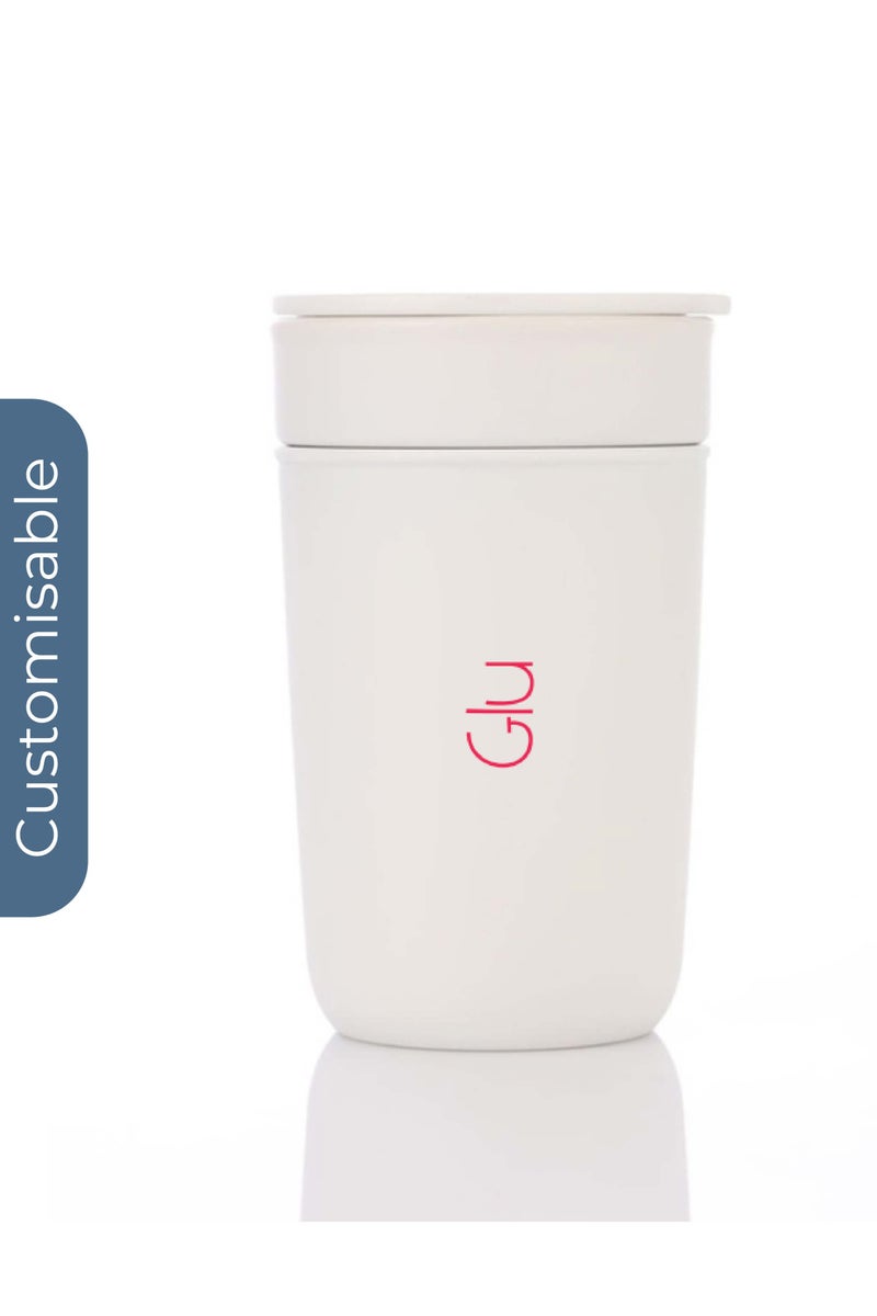 Hans Larsen Personalised Premium Ceramic Tumbler With Recycled Protective Sleeve - White - Image 1