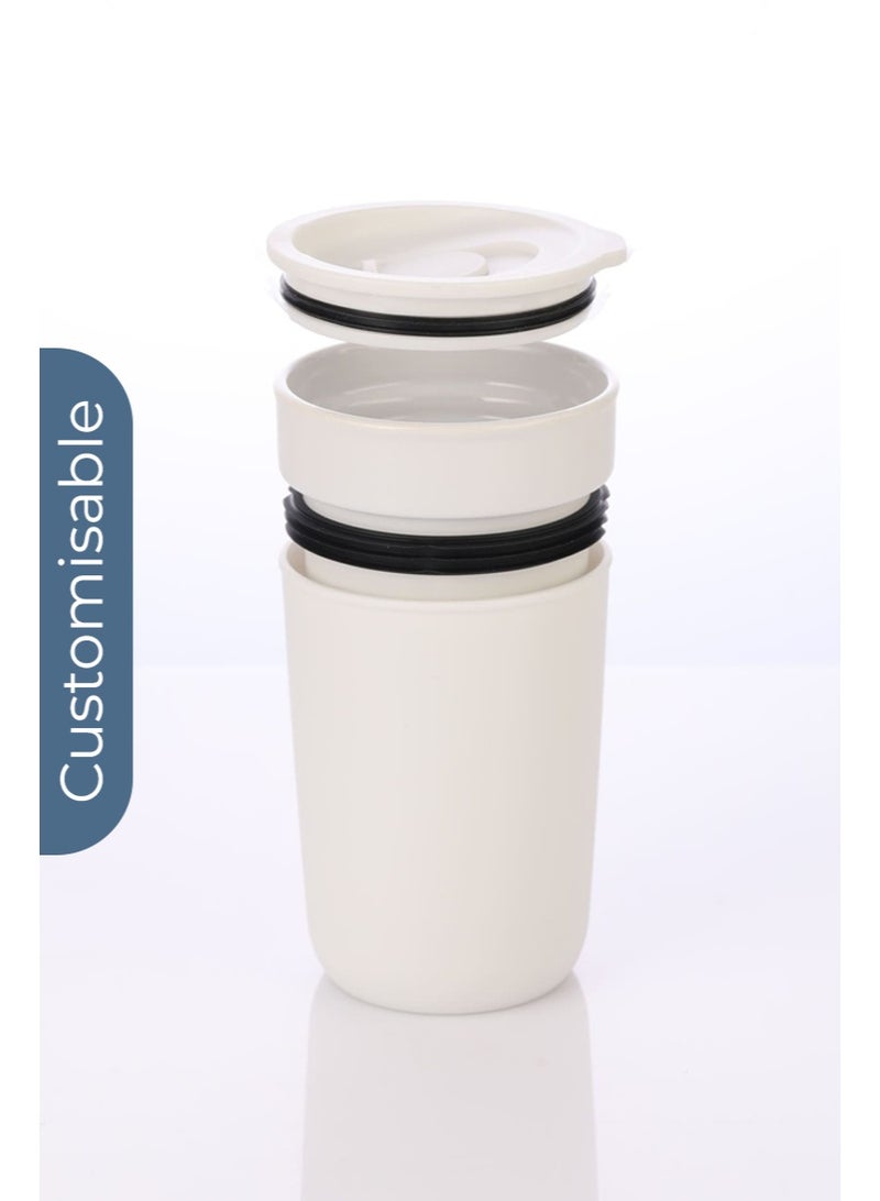 Hans Larsen Personalised Premium Ceramic Tumbler With Recycled Protective Sleeve - White - Image 3