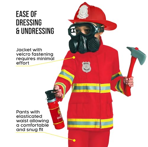 Morph Red Firefighter Costume Kids, Fireman Costume For Boys, Fire Fighter Dress Up, Large - Image 3
