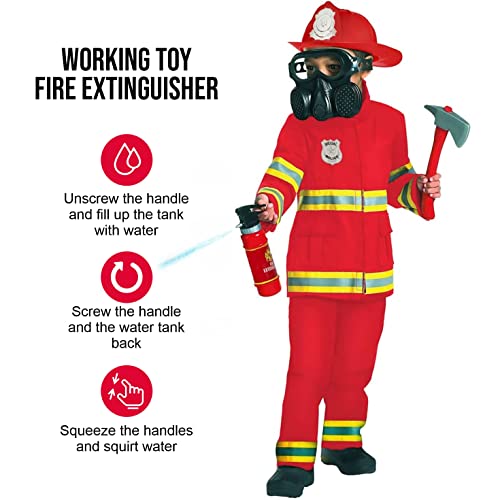 Morph Red Firefighter Costume Kids, Fireman Costume For Boys, Fire Fighter Dress Up, Large - Image 4