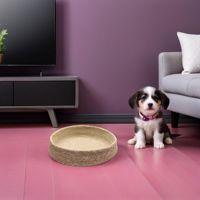 TOYANDONA Woven Rattan Pet Bed Small Round Dog Sleeping Nest Breathable Warm Puppy Cushion for Indoor Cats and Dogs - Image 4
