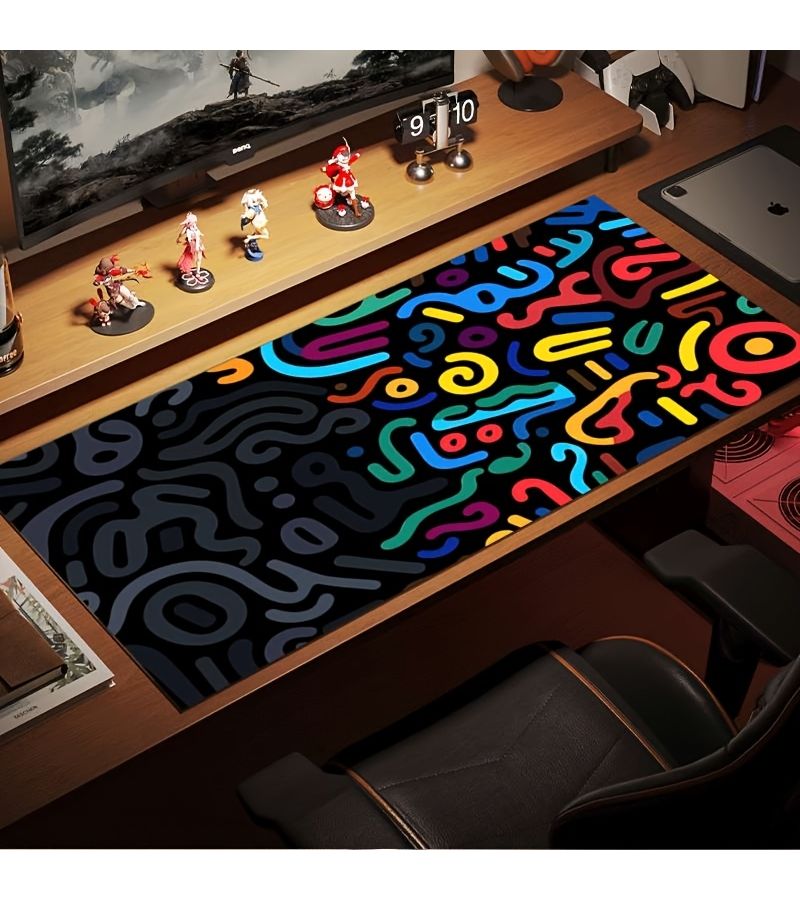 وسادة فأرة كبيرة الحجم للألعاب 30x80 سم مع نقش جرافيتي وقاعدة مطاطية مانعة للانزلاق - Image 2