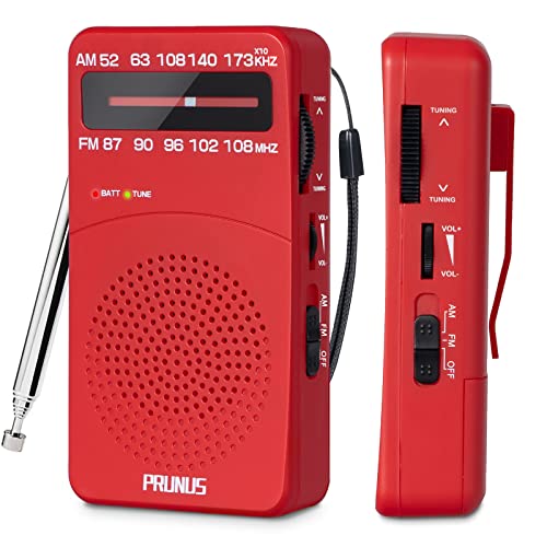 PRUNUS J-166 Portable Radio AM FM, Battery Operated Radio with Tuning Light, Back Clip, Excellent Reception, AM FM Radios Portable, Transistor Radios - Image 1